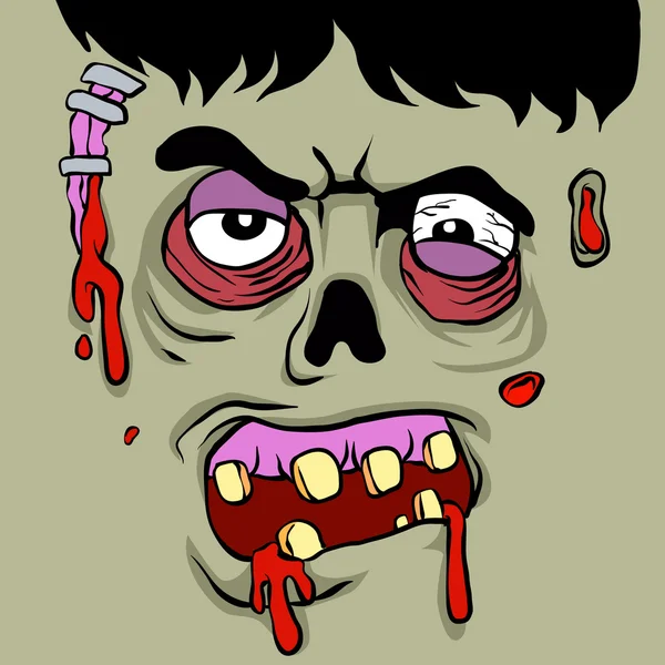 Cartoon Zombie face.zombie illustration  — Stockvektor